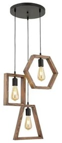 EMBER 201-0102 Vintage Κρεμαστό Φωτιστικό Φιγούρα Τρίφωτο 3 x E27 IP20 Μαύρο Μέταλλο με Καρυδί Ξύλο-Μ35 x Π40 x Υ70cm Globostar- 201-0102