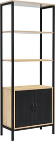 Ραφιέρα Δαπέδου 3 Θέσεων Με Ντουλάπι (60x30x160) Spitishop Vivo Natural/Black