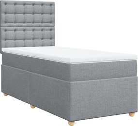 vidaXL Κρεβάτι Boxspring με Στρώμα Ανοιχτό Γκρι 80x200 εκ. Υφασμάτινο