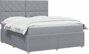 vidaXL Κρεβάτι box spring με στρώμα Ανοιχτό γκρι 180 x 200 cm Ύφασμα