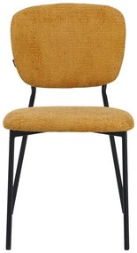 Καρέκλα Cathair με ύφασμα μπουκλέ μουσταρδί και μαύρα μεταλλικά πόδια 48x53x82 εκ. 4αδα 48x53x82 εκ.