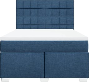vidaXL Κρεβάτι Boxspring με Στρώμα Μπλε 160x200 εκ. Υφασμάτινο