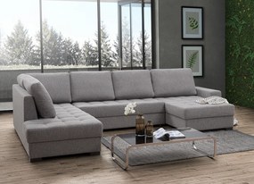 Γωνιακός καναπές σε σχήμα &quot;Π&quot; Valior με κρεβάτι και αποθηκευτικό χώρο Γκρι 228x116x73cm - Αριστερή Γωνία - VAL-AL4624