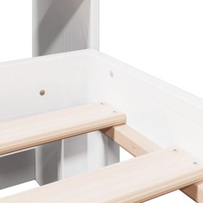 Κρεβάτι Βιβλιοθήκη Χωρίς Στρώμα 140x190 εκ Μασίφ Ξύλο Πεύκου - Λευκό