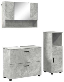 vidaXL Σετ Επίπλων Μπάνιου 3 pcs Γκρι σκυροδέματος 76,5 x 35 x 64 εκ