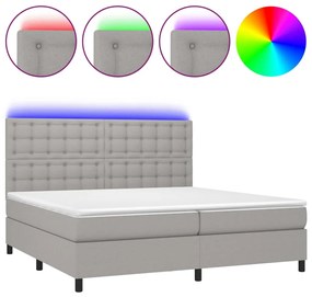 vidaXL Κρεβάτι Boxspring με Στρώμα &amp; LED Αν.Γκρι 200x200εκ. Υφασμάτινο