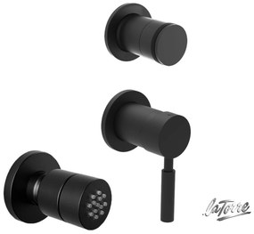La Torre NEW TECH Black matt 12051SP-400 34374-400 Μίκτης εντοιχισμού+εκτροπέας περιστροφικός 2 εξόδων+Jet επιτοίχιο Στρογγυλό