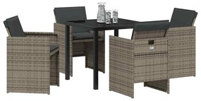 vidaXL Σέτ φαγητού για κήπο με μαξιλάρι 5 pcs Γκρι Πολυ ράταν