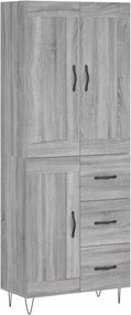 vidaXL Ντουλάπι Γκρι Sonoma 69,5 x 34 x 180 εκ. Επεξεργασμένο Ξύλο