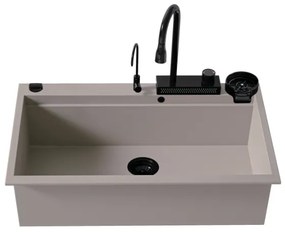 Sanitec Ultra Granite 850 Quartz Multi Ένθετος Γρανιτένιος Νεροχύτης 79Χ50cm Sienna (Black accessories)