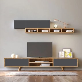 Megapap Σύνθεση Τηλεόρασης Serine Sapphire Oak - Ανθρακί 170x37x45εκ.