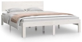 vidaXL Πλαίσιο Κρεβατιού Λευκό 150 x 200 εκ. Μασίφ Ξύλο King Size