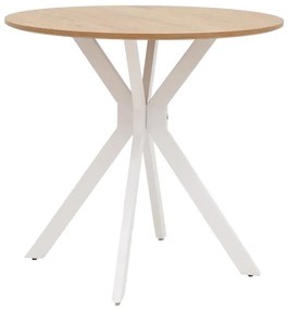 Intrahome Τραπέζι Xuson Intrahome φυσικό mdf-πόδι λευκό μέταλλο Φ80x75εκ | SKU: INTRAPA-303111183