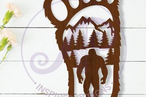 Intra απο ξύλο plywood 3mm-4mm πάχος Επιγραφή τοίχου Bigfoot Yeti Footprint Δίασταση 10x10 cm INTRAFABR-110215993