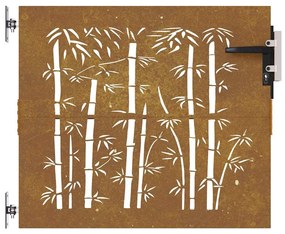 vidaXL Πόρτα Κήπου από Μπαμπού με Σχέδιο από Ατσάλι Corten 85x100 εκ.