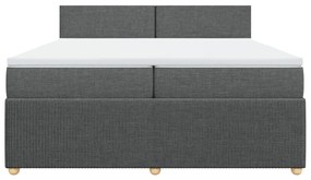 Κρεβάτι Boxspring με Στρώμα Σκούρο Γκρι 200x200 εκ. Υφασμάτινο - Γκρι