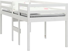 vidaXL Κρεβάτι Υπερυψωμένο Λευκό 75x190 εκ. από Μασίφ Ξύλο Πεύκου
