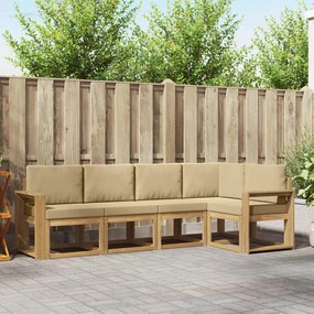 vidaXL Σειρά Καναπέ Εξωτερικού με μαξιλάρι 5 pcs Λευκό και Μπεζ