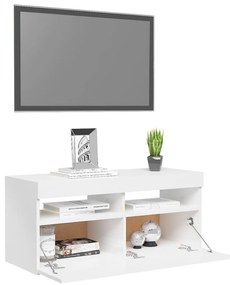 Έπιπλο Τηλεόρασης με LED Γυαλιστερό Λευκό 90 x 35 x 40 εκ. - Λευκό