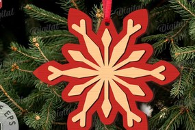 Intra απο ξύλο plywood 3mm-4mm πάχος Χριστουγεννιάτικο στολίδι με νιφάδα χιονιού Δίασταση 8x8 cm INTRAFABR-109024257