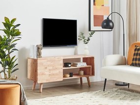 Τραπέζι Tv Berwyn 533, Ανοιχτό χρώμα ξύλου, 130x59x36cm, 26 kg, Ξύλο: Καουτσούκ | Epipla1.gr