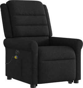 vidaXL Πολυθρόνα Μασάζ Ηλεκ. Ανακλινόμενη με Ανύψωση Μαύρη Υφασμάτινη