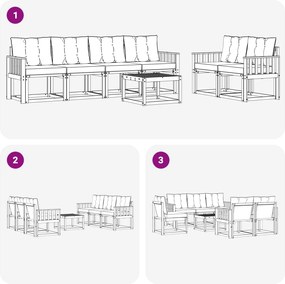 vidaXL Σειρά Καναπέ Εξωτερικού με μαξιλάρι 7 pcs Λευκό και Μπεζ