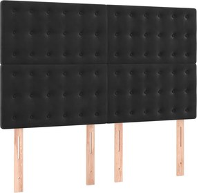 vidaXL Κρεβάτι Boxspring με Στρώμα Μαύρο 140x190 εκ. Βελούδινο