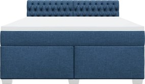 vidaXL Κρεβάτι Boxspring με Στρώμα Μπλε 180x200 εκ. Υφασμάτινο