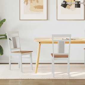 vidaXL Καρέκλα τραπεζαρίας 2 pcs Λευκό και Φυσικό Στερεό Ξύλο Ραβέντι