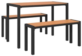 vidaXL Σέτ φαγητού για κήπο με μαξιλάρι 3 pcs Καφέ Ατσάλι