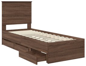 vidaXL Σκελετός Κρεβατιού Καφέ δρυς 75 x 190 cm Μηχανήματος Ξύλο