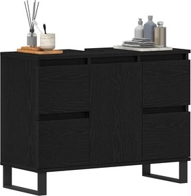vidaXL Ντουλάπι Μπάνιου Μαύρη Οξυά 80 x 33 x 60 εκ Επεξεργασμένο ξύλο