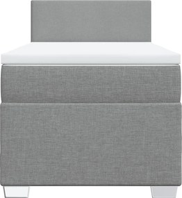 vidaXL Κρεβάτι Boxspring με Στρώμα Ανοιχτό Γκρι 90x200 εκ. Υφασμάτινο