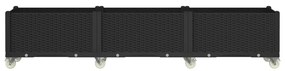vidaXL Ζαρντινιέρα Κήπου με Ροδάκια Μαύρο 240x50x54 εκ. Πολυπροπυλένιο