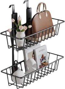 Κρεμαστή ραφιέρα πόρτας με 2 ράφια - 7529 - 421649 - Black