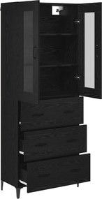 vidaXL Highboard Μαύρη Οξυά 69,5 x 34 x 180 εκ. Επεξεργασμένο Ξύλο