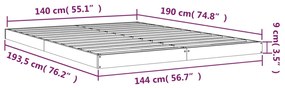 Πλαίσιο Κρεβατιού 140 x 190 εκ. από Μασίφ Ξύλο Πεύκου - Καφέ