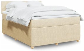 vidaXL Κρεβάτι Boxspring με Στρώμα Κρεμ 160x200 εκ. Υφασμάτινο