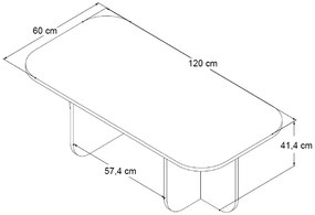 Τραπεζάκι σαλονιού Becaj Megapap χρώμα καρυδί 120x60x41,4εκ.