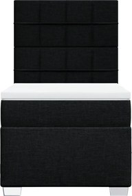 vidaXL Κρεβάτι Boxspring με Στρώμα Μαύρο 90x190 εκ.Υφασμάτινο