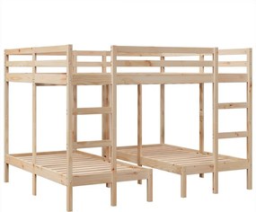 vidaXL Σκελετός Τριπλής Κουκέτας 160x200/80x160 εκ. Μασίφ Πεύκο