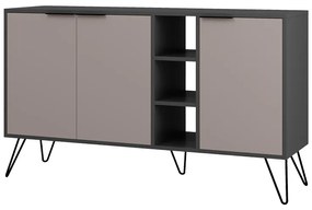 Μπουφές Clara σε μόκα-ανθρακί απόχρωση 142x35,6x83εκ Υλικό: CLIPBOARD 18mm WITH MELAMINE - METAL 119-001235