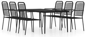 vidaXL Σετ Τραπεζαρίας Κήπου 7 Τεμαχίων Μαύρο