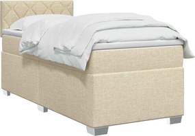 vidaXL Κρεβάτι box spring με στρώμα Κρεμ 80 x 200 cm Ύφασμα