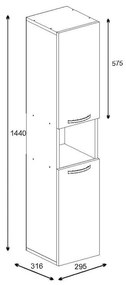 Ντουλάπα-στήλη Wanka σε λευκή απόχρωση 30x32x144εκ 30x32x144 εκ.