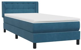 vidaXL Κρεβάτι Boxspring με Στρώμα Σκούρο Μπλε 80x220 εκ. Βελούδινο