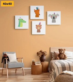 Σετ εικόνων χαριτωμένα ζώα Ινδοί - 4x 40x40