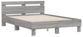 vidaXL Πλαίσιο Κρεβατιού με Κεφαλάρι Γκρι sonoma 135x190εκ. Επεξ. Ξύλο