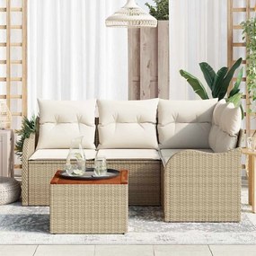 vidaXL Σετ Καναπέ Κήπου 5 pcs Μπεζ Πολυ ράταν